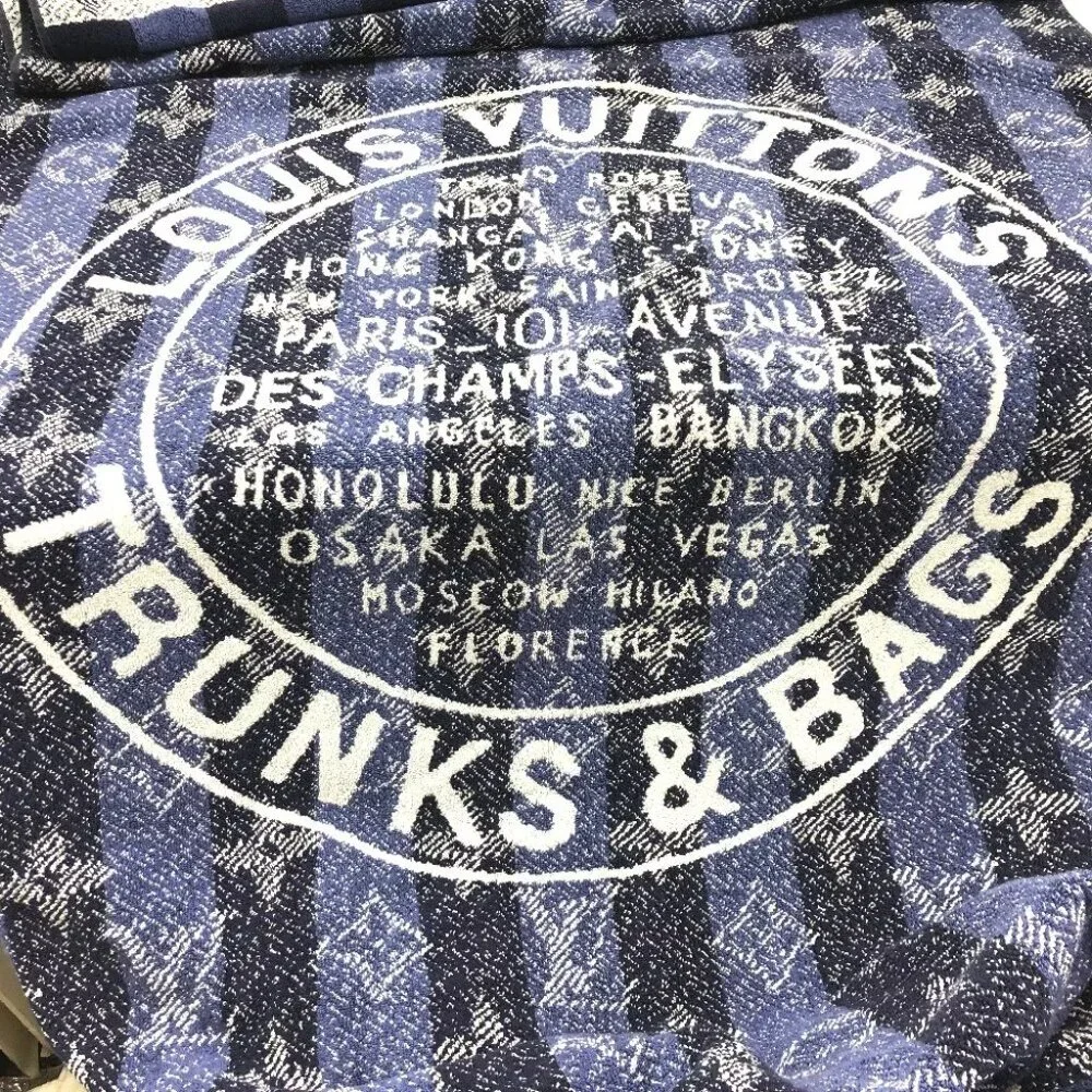 LOUIS VUITTON Monogram TRUNKS＆BAGS Beach towel bath towel towel cotton blue